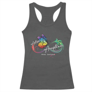 Autism Awareness Acceptance Red Instead Racerback Tank Top Infinity Symbol Rainbow Butterfly Feather TS11 Dark Heather Print Your Wear