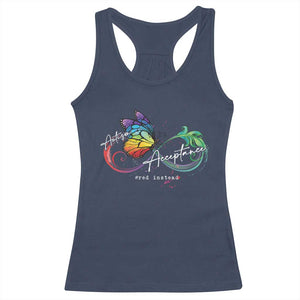 Autism Awareness Acceptance Red Instead Racerback Tank Top Infinity Symbol Rainbow Butterfly Feather TS11 Navy Print Your Wear