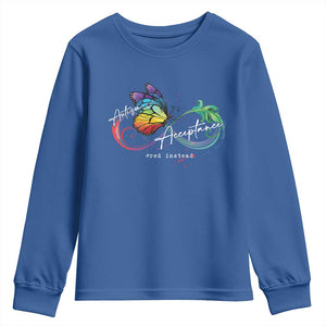 Autism Awareness Acceptance Red Instead Youth Sweatshirt Infinity Symbol Rainbow Butterfly Feather TS11 Royal Blue Print Your Wear