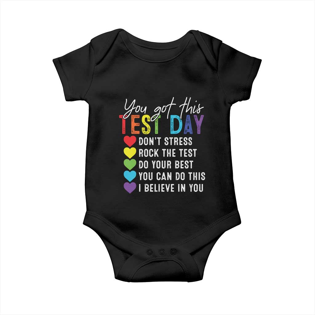 Funny Test Day Baby Onesie You Got This Don't Stress Rock The Test TS11 Black Print Your Wear