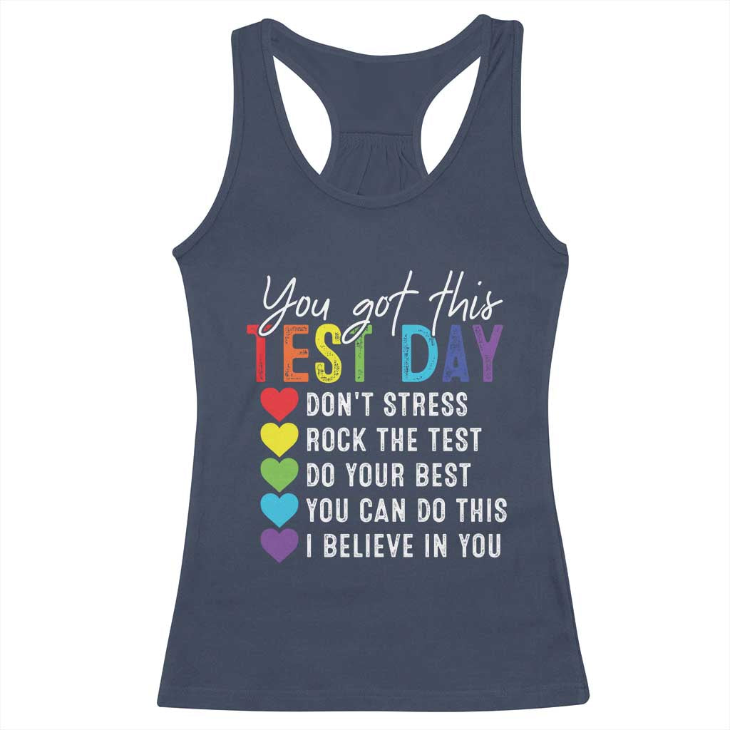 Funny Test Day Racerback Tank Top You Got This Don't Stress Rock The Test TS11 Navy Print Your Wear