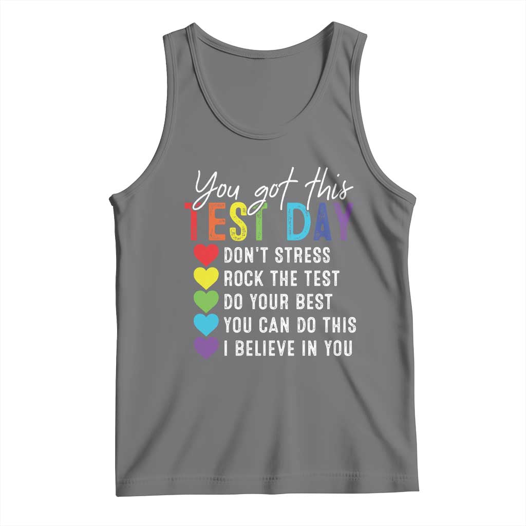 Funny Test Day Tank Top You Got This Don't Stress Rock The Test TS11 Black Heather Print Your Wear