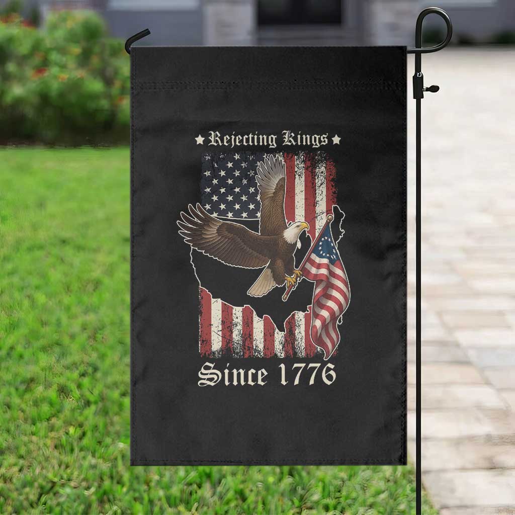Funny Rejecting Kings Since 1776 Garden Flag Vintage American Flag Bald Eagle TS11 Print Your Wear