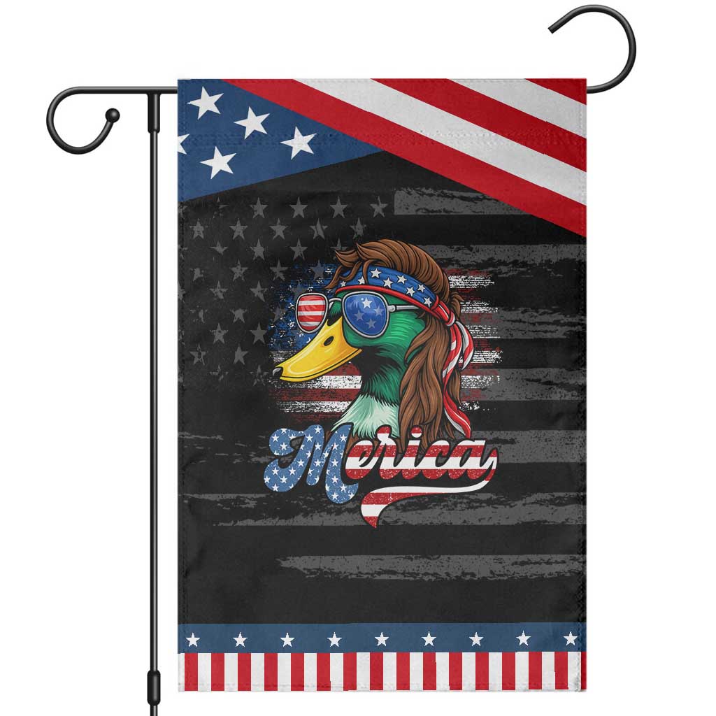 Funny Duck Merica Garden Flag 4th Of July American Flag Patriotic Hunting TS11 Distressed Black Blue Print Your Wear