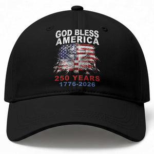 God Bless America 250 Years 1776 2026 Baseball Cap Christian Cross Eagle American Flag TS11 Print Your Wear