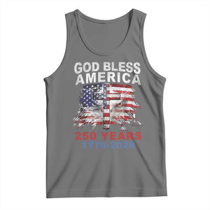 God Bless America 250 Years 1776 2026 Tank Top Christian Cross Eagle American Flag TS11 Black Heather Print Your Wear