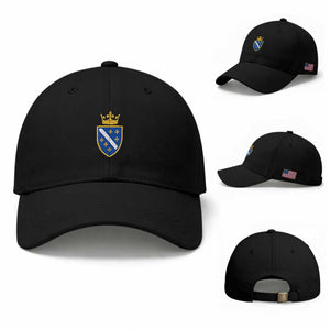 Bosnia and Herzegovina Flag Emblem with Crown Baseball Cap TS11 Baseball Cap Universal Fit Black Print Your Wear
