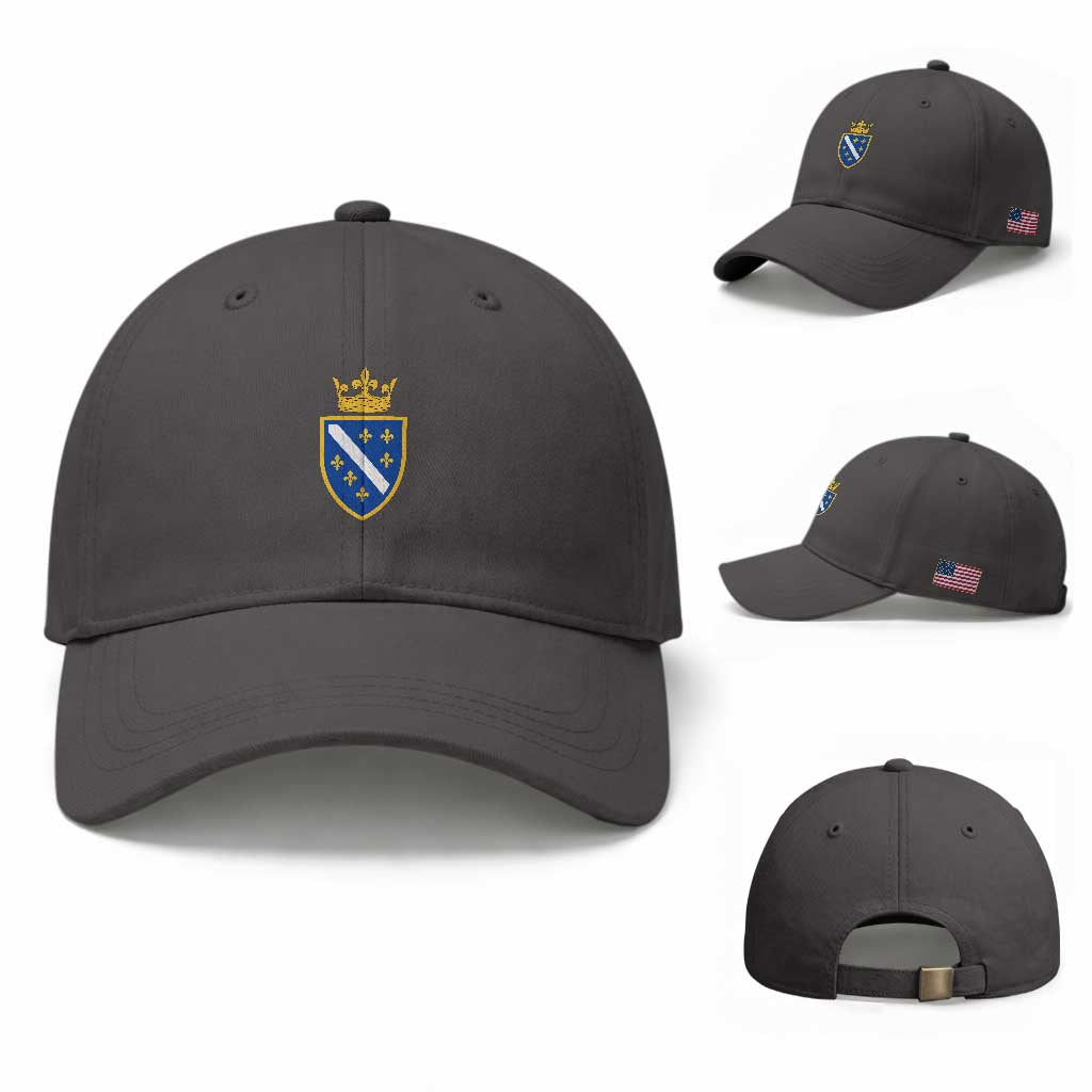 Bosnia and Herzegovina Flag Emblem with Crown Baseball Cap TS11 Baseball Cap Universal Fit Dark Gray Print Your Wear