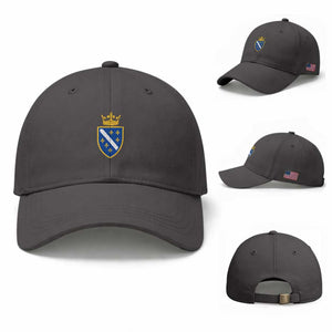 Bosnia and Herzegovina Flag Emblem with Crown Baseball Cap TS11 Baseball Cap Universal Fit Dark Gray Print Your Wear