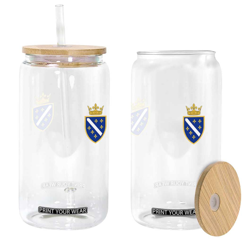 Bosnia and Herzegovina Flag Emblem with Crown Glass Can TS11 Print Your Wear