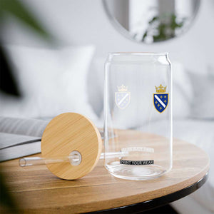Bosnia and Herzegovina Flag Emblem with Crown Glass Can TS11 Print Your Wear