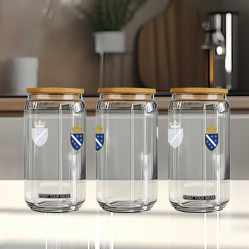 Bosnia and Herzegovina Flag Emblem with Crown Glass Can TS11 Print Your Wear