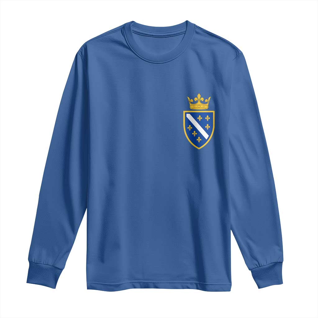 Bosnia and Herzegovina Flag Emblem with Crown Long Sleeve Shirt TS11 Royal Blue Print Your Wear