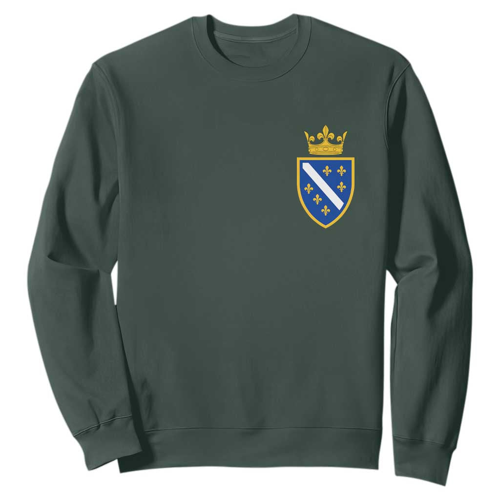 Bosnia and Herzegovina Flag Emblem with Crown Sweatshirt TS11 Dark Forest Green Print Your Wear