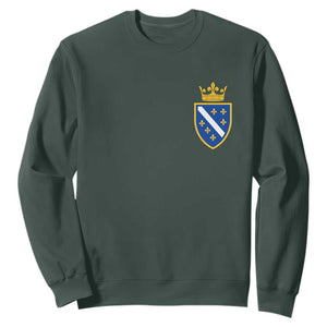 Bosnia and Herzegovina Flag Emblem with Crown Sweatshirt TS11 Dark Forest Green Print Your Wear