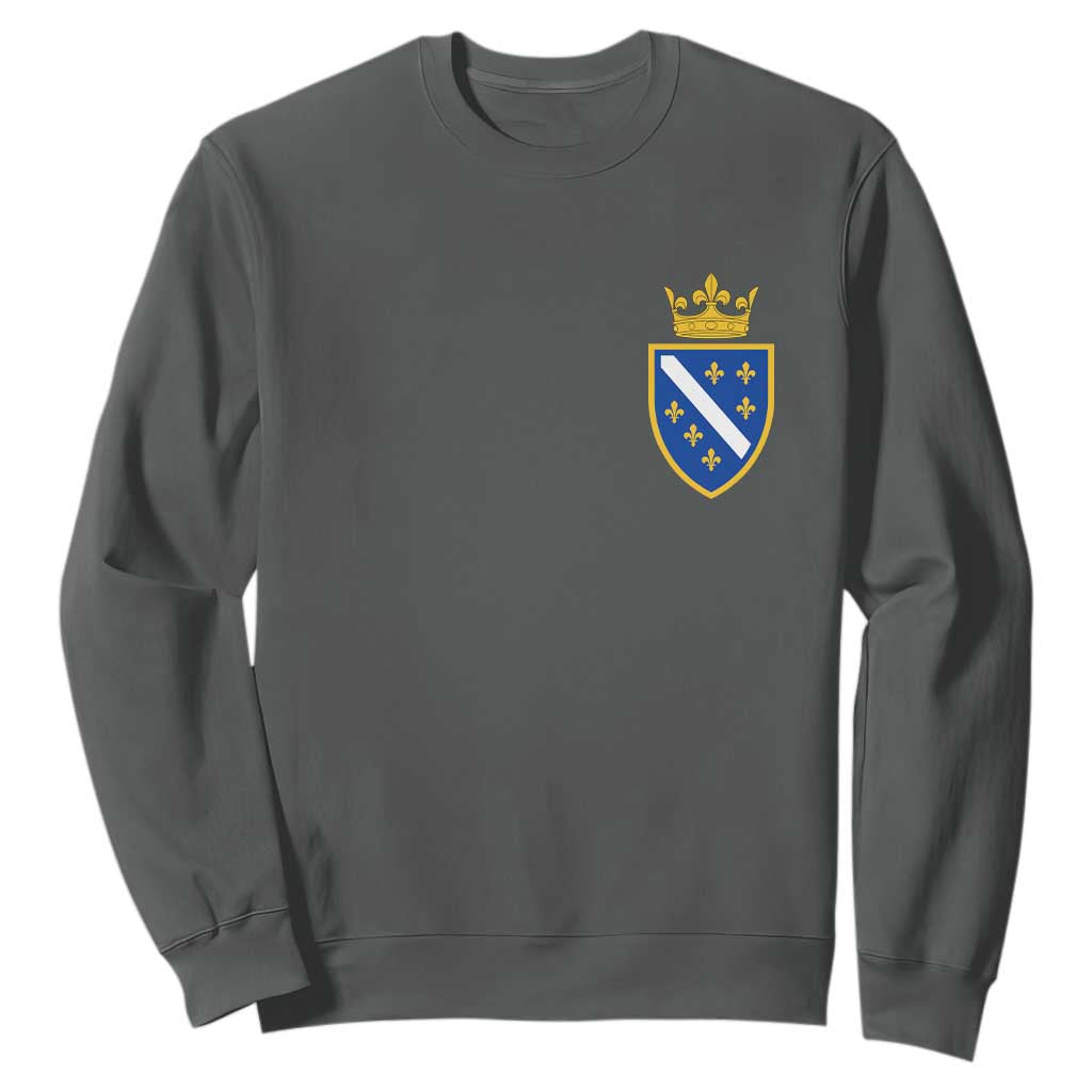 Bosnia and Herzegovina Flag Emblem with Crown Sweatshirt TS11 Dark Heather Print Your Wear