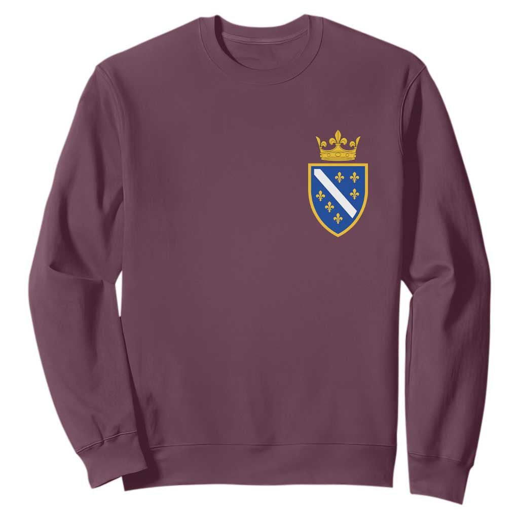 Bosnia and Herzegovina Flag Emblem with Crown Sweatshirt TS11 Maroon Print Your Wear