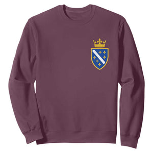 Bosnia and Herzegovina Flag Emblem with Crown Sweatshirt TS11 Maroon Print Your Wear