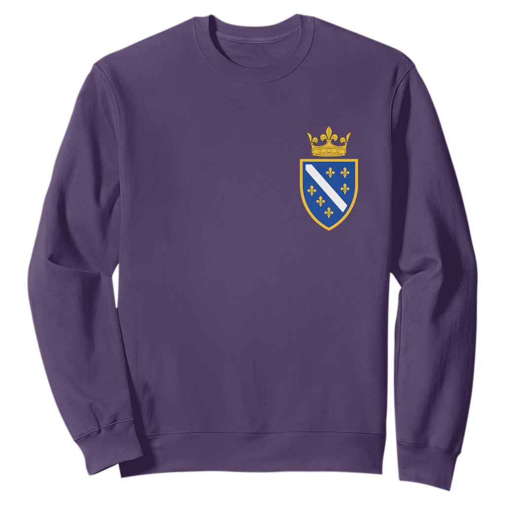 Bosnia and Herzegovina Flag Emblem with Crown Sweatshirt TS11 Purple Print Your Wear