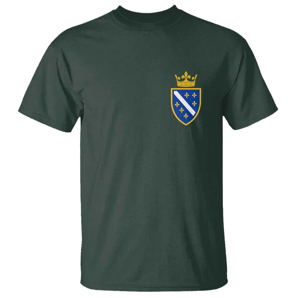 Bosnia and Herzegovina Flag Emblem with Crown T Shirt TS11 Dark Forest Green Print Your Wear
