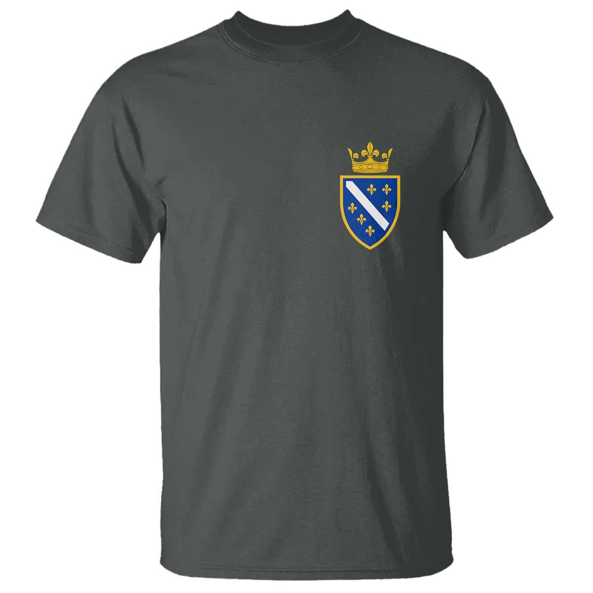 Bosnia and Herzegovina Flag Emblem with Crown T Shirt TS11 Dark Heather Print Your Wear