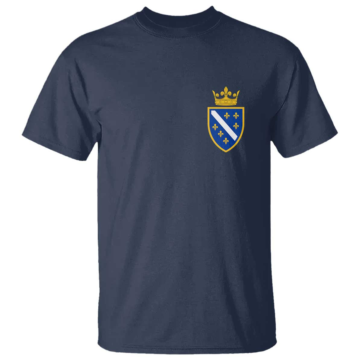 Bosnia and Herzegovina Flag Emblem with Crown T Shirt TS11 Navy Print Your Wear