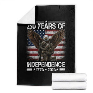 250 Years Of Independence Military Army Throw Blanket 250th Anniversary USA Bald Eagle TS11 Black Print Your Wear