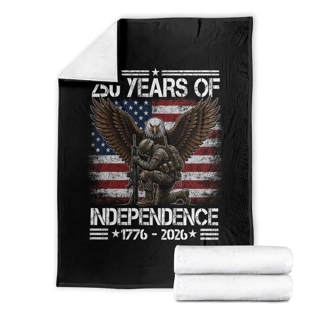 250 Years Of Independence Military Army Throw Blanket 250th Anniversary USA Bald Eagle TS11 Black Print Your Wear