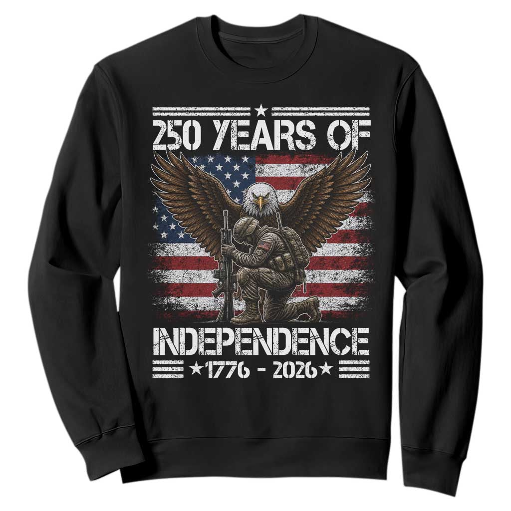 250 Years Of Independence Military Army Sweatshirt 250th Anniversary USA Bald Eagle TS11 Black Print Your Wear