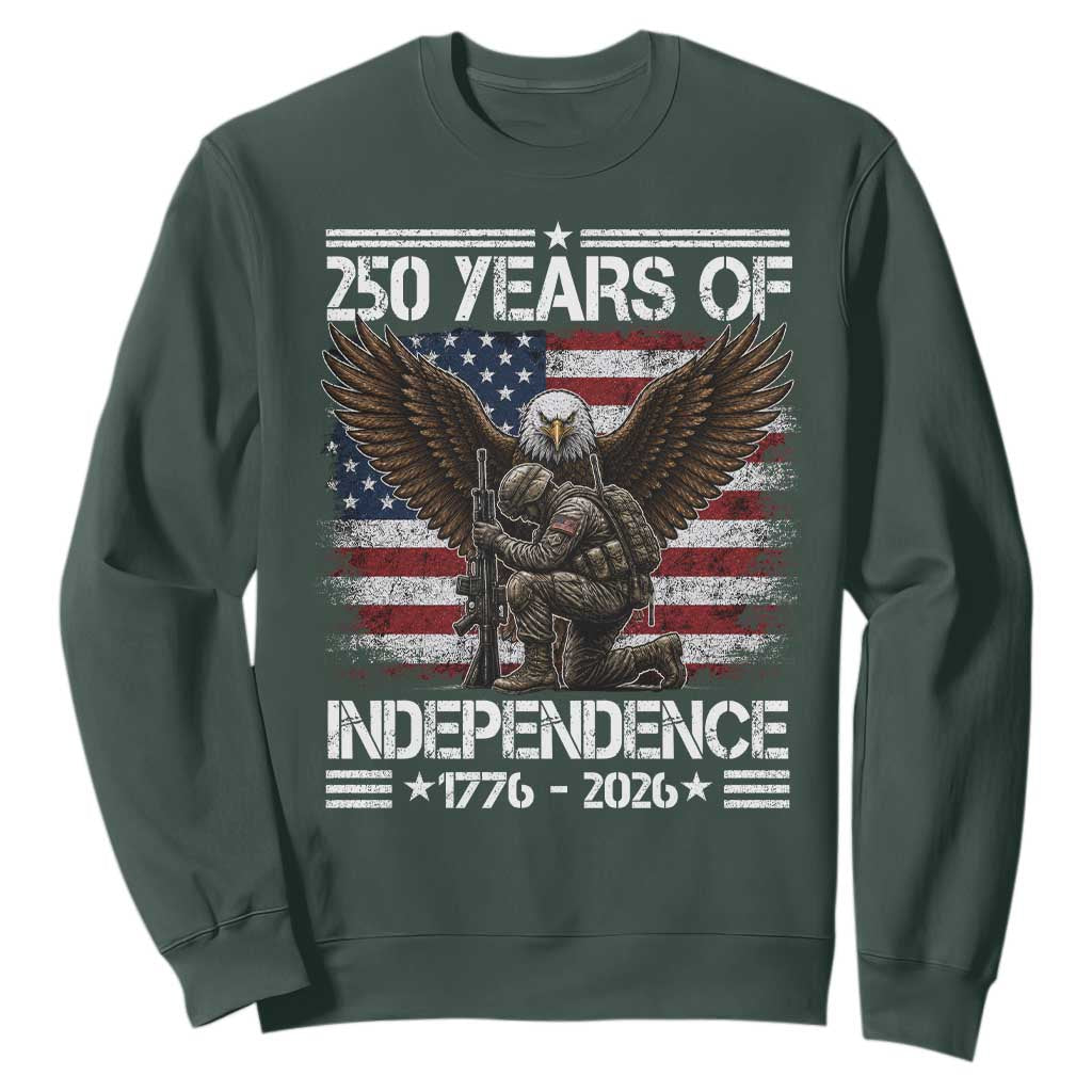 250 Years Of Independence Military Army Sweatshirt 250th Anniversary USA Bald Eagle TS11 Dark Forest Green Print Your Wear