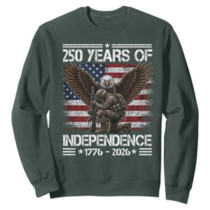 250 Years Of Independence Military Army Sweatshirt 250th Anniversary USA Bald Eagle TS11 Dark Forest Green Print Your Wear