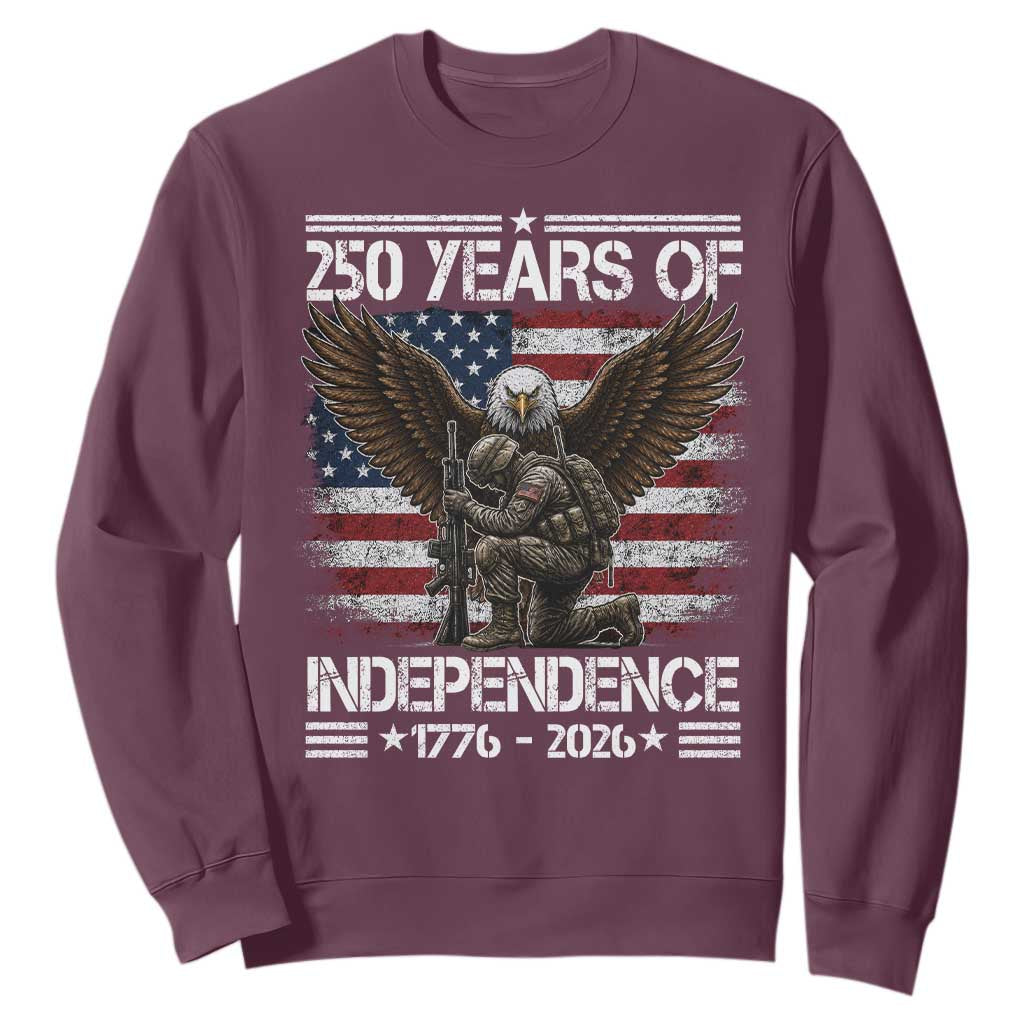 250 Years Of Independence Military Army Sweatshirt 250th Anniversary USA Bald Eagle TS11 Maroon Print Your Wear