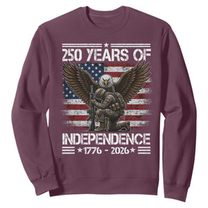 250 Years Of Independence Military Army Sweatshirt 250th Anniversary USA Bald Eagle TS11 Maroon Print Your Wear