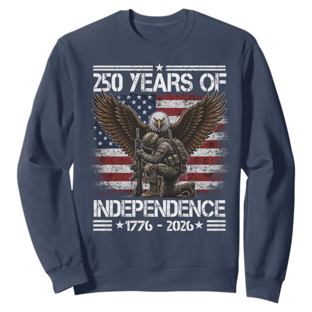 250 Years Of Independence Military Army Sweatshirt 250th Anniversary USA Bald Eagle TS11 Navy Print Your Wear