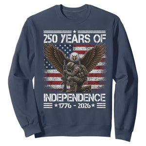 250 Years Of Independence Military Army Sweatshirt 250th Anniversary USA Bald Eagle TS11 Navy Print Your Wear