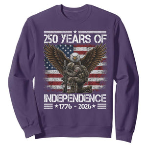 250 Years Of Independence Military Army Sweatshirt 250th Anniversary USA Bald Eagle TS11 Purple Print Your Wear
