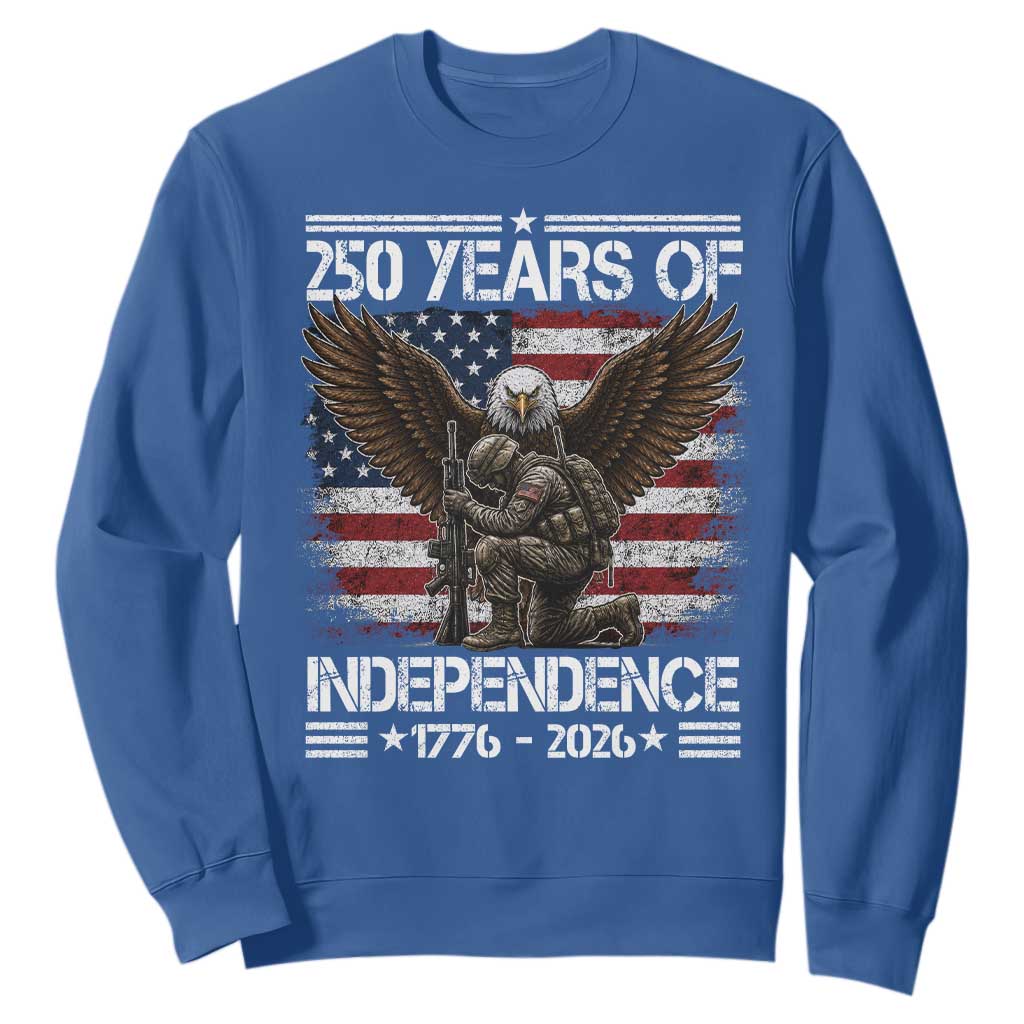 250 Years Of Independence Military Army Sweatshirt 250th Anniversary USA Bald Eagle TS11 Royal Blue Print Your Wear