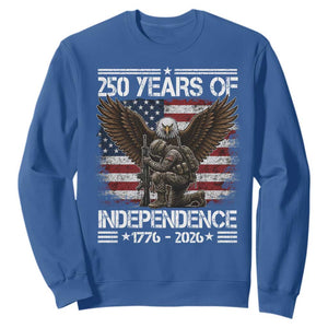 250 Years Of Independence Military Army Sweatshirt 250th Anniversary USA Bald Eagle TS11 Royal Blue Print Your Wear