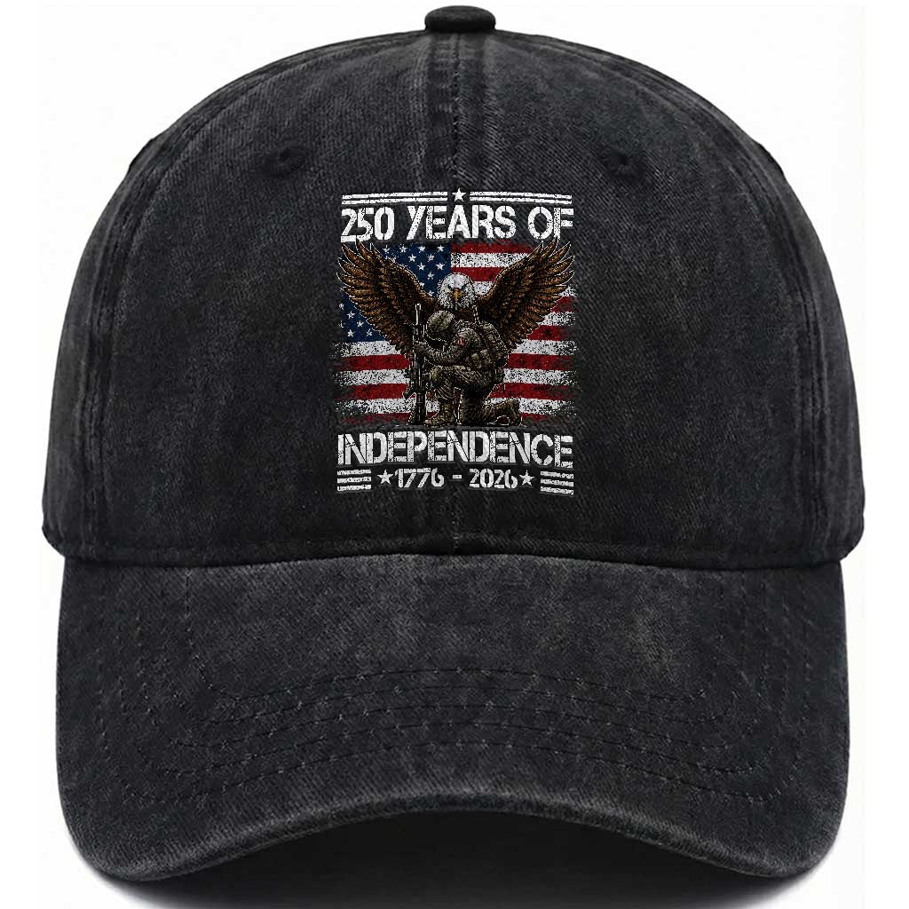 250 Years Of Independence Military Army Washed Cotton Baseball Cap 250th Anniversary USA Bald Eagle TS11 Print Your Wear