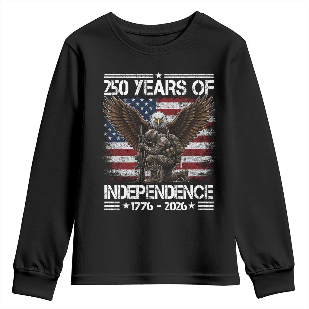 250 Years Of Independence Military Army Youth Sweatshirt 250th Anniversary USA Bald Eagle TS11 Black Print Your Wear