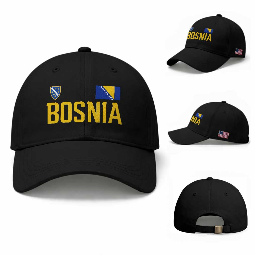 Bosnia and Herzegovina Pride Baseball Cap BiH Bosnian Flag Souvenirs TS11 Baseball Cap Universal Fit Black Print Your Wear