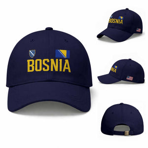Bosnia and Herzegovina Pride Baseball Cap BiH Bosnian Flag Souvenirs TS11 Baseball Cap Universal Fit Dark Blue Print Your Wear