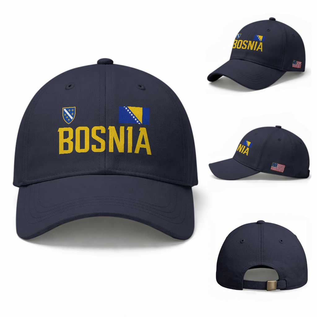 Bosnia and Herzegovina Pride Baseball Cap BiH Bosnian Flag Souvenirs TS11 Baseball Cap Universal Fit Navy Print Your Wear