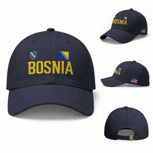 Bosnia and Herzegovina Pride Baseball Cap BiH Bosnian Flag Souvenirs TS11 Baseball Cap Universal Fit Navy Print Your Wear