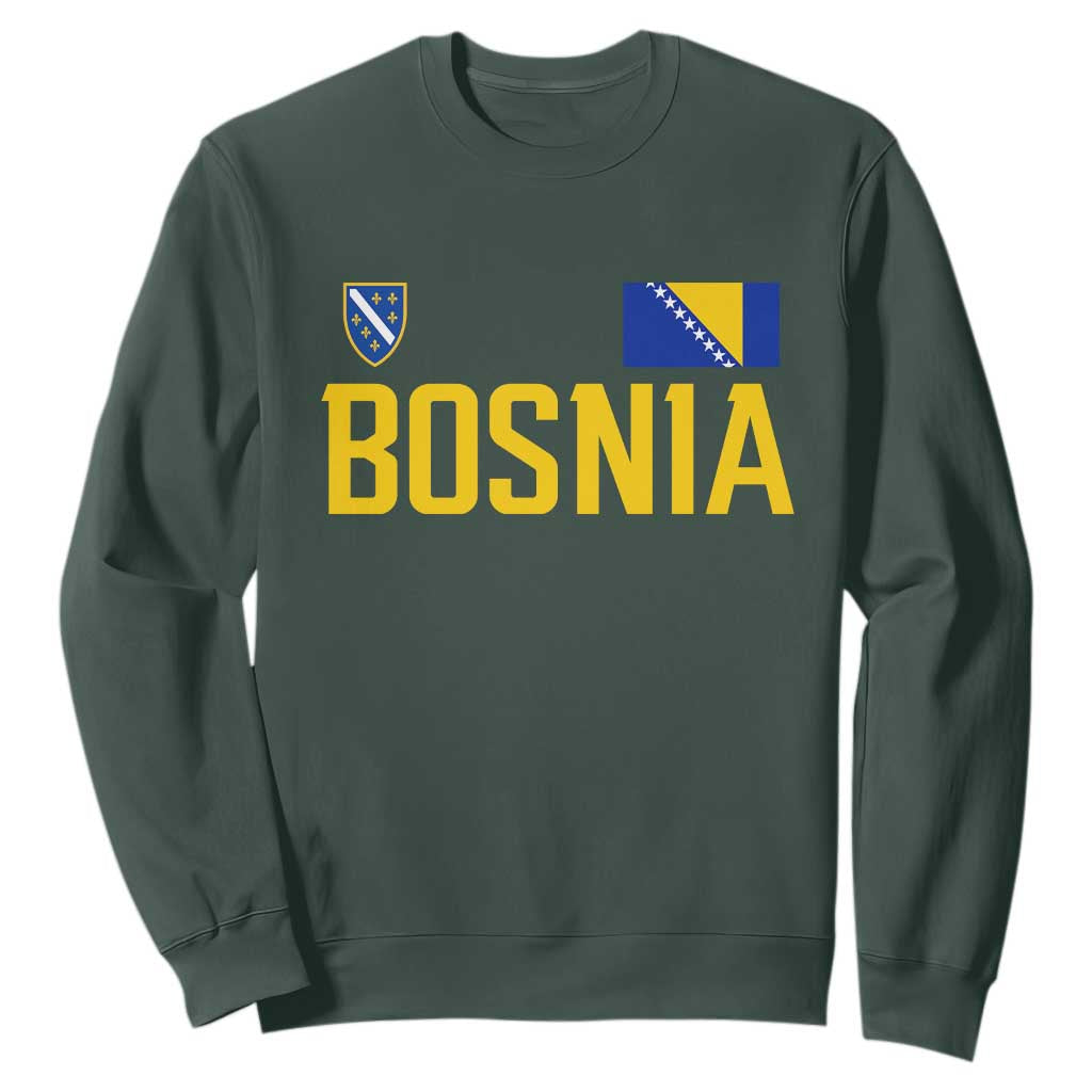 Bosnia and Herzegovina Pride Sweatshirt BiH Bosnian Flag Souvenirs TS11 Dark Forest Green Print Your Wear