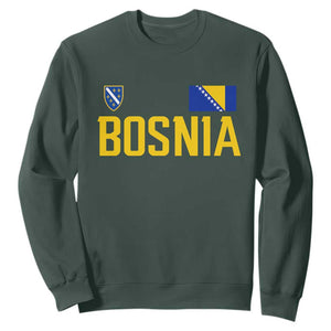 Bosnia and Herzegovina Pride Sweatshirt BiH Bosnian Flag Souvenirs TS11 Dark Forest Green Print Your Wear