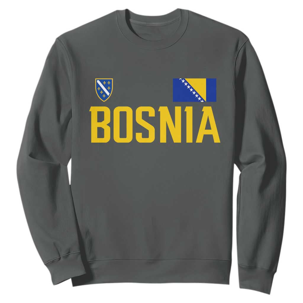 Bosnia and Herzegovina Pride Sweatshirt BiH Bosnian Flag Souvenirs TS11 Dark Heather Print Your Wear