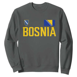 Bosnia and Herzegovina Pride Sweatshirt BiH Bosnian Flag Souvenirs TS11 Dark Heather Print Your Wear