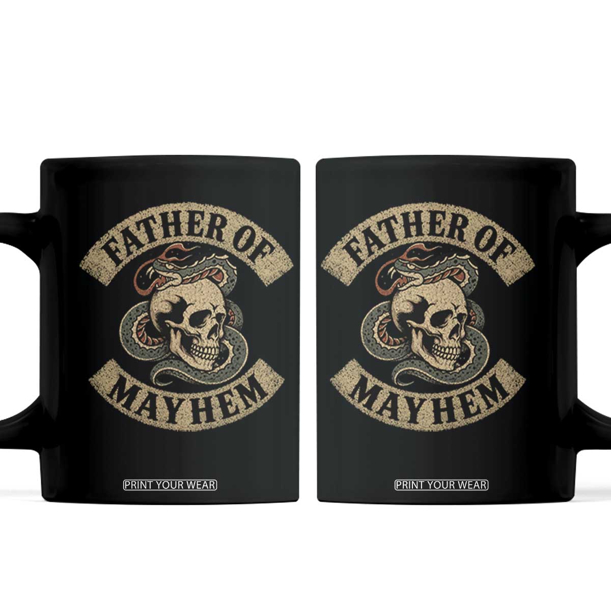 Father Of Mayhem Coffee Mug Dad Snake Skull Fathers Day TS11 Black Print Your Wear