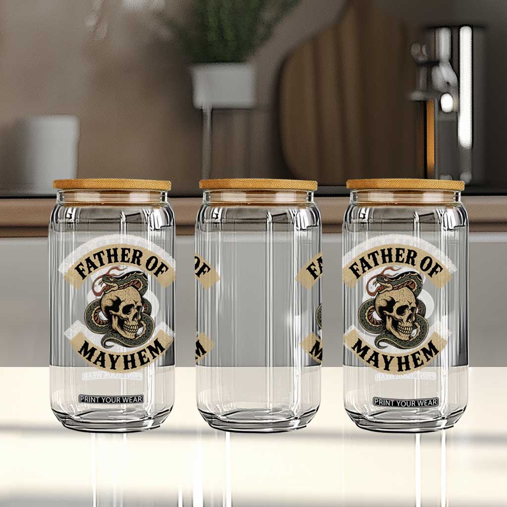 Father Of Mayhem Glass Can Dad Snake Skull Fathers Day TS11 Print Your Wear